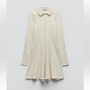 NWT ZARA POLO MINI DRESS LARGE SIZE L SAND NWT